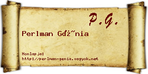 Perlman Génia névjegykártya